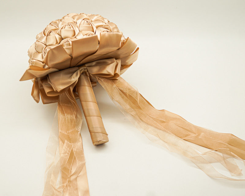Tan Rose Bud Satin Bouquet