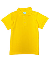 Boys Uniform Polo Shirt Cotton Polyester Fabric - Gold, Pique, Ribbed Collar And Sleeve, Sizes 5-18 (1 Piece)
