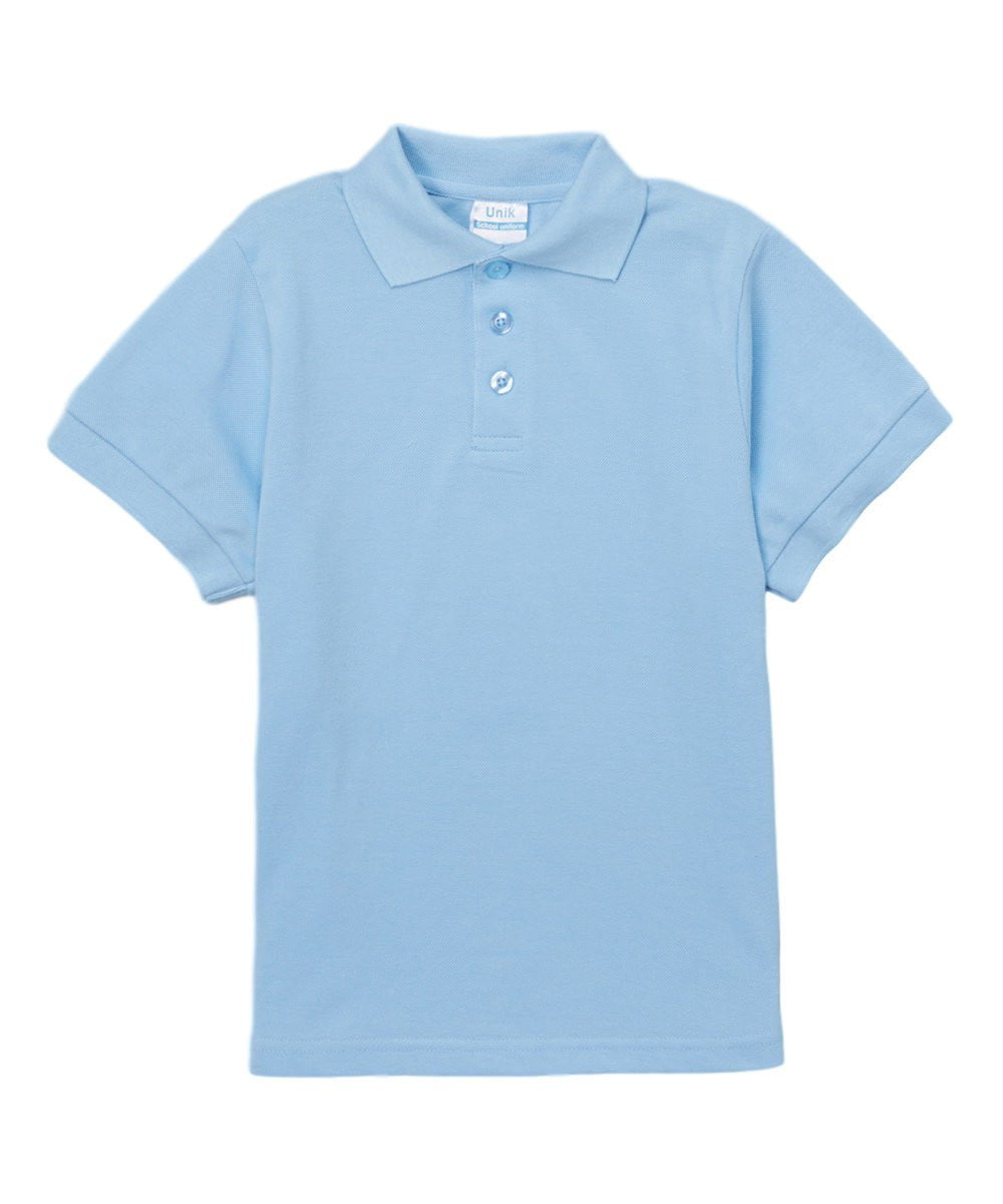 Boys Uniform Polo Shirt - Cotton Polyester Fabric - Navy, Pique, Ribbed Collar And Sleeve, Sizes 5-18