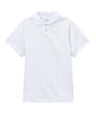 Boys Uniform Polo Shirt Cotton Polyester Fabric - White, Pique, Ribbed Collar And Sleeve, Sizes 5-18 (1 Piece)