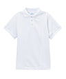 Boys Uniform Polo Shirt Cotton Polyester Fabric - White, Pique, Ribbed Collar And Sleeve, Sizes 5-18 (1 Piece)