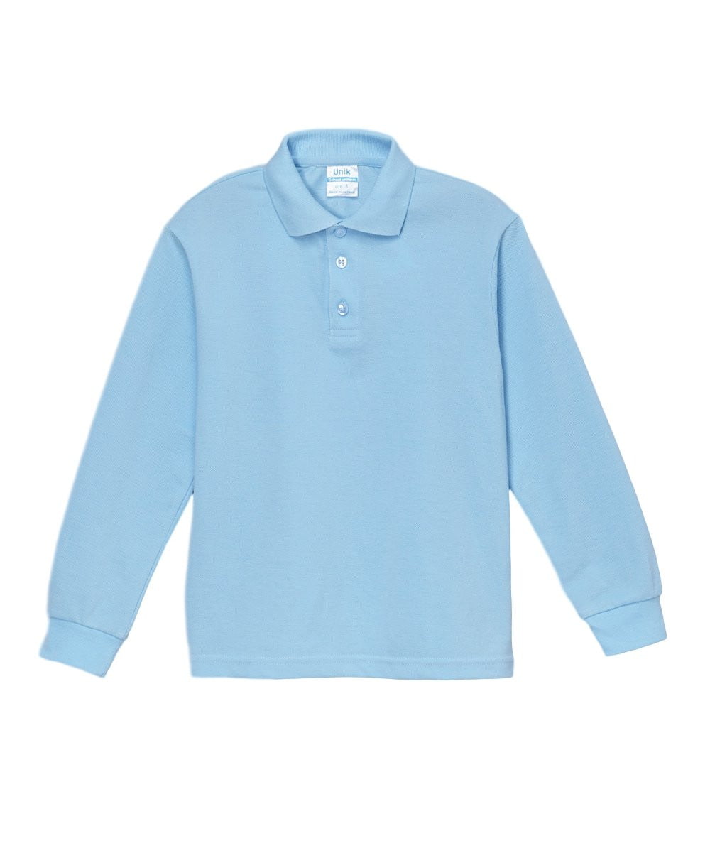 Boys Long Sleeve Uniform Shirt Cotton Fabric - White, Navy, Skyblue, Long Sleeve, School Uniform, Sizes 6-18 (1 Piece)