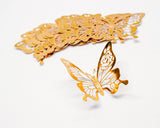 3 1/4" Gold Metallic 3D Rose Wing Butterfly Wall Cake Flower Arrangement Decor - Pack of 72