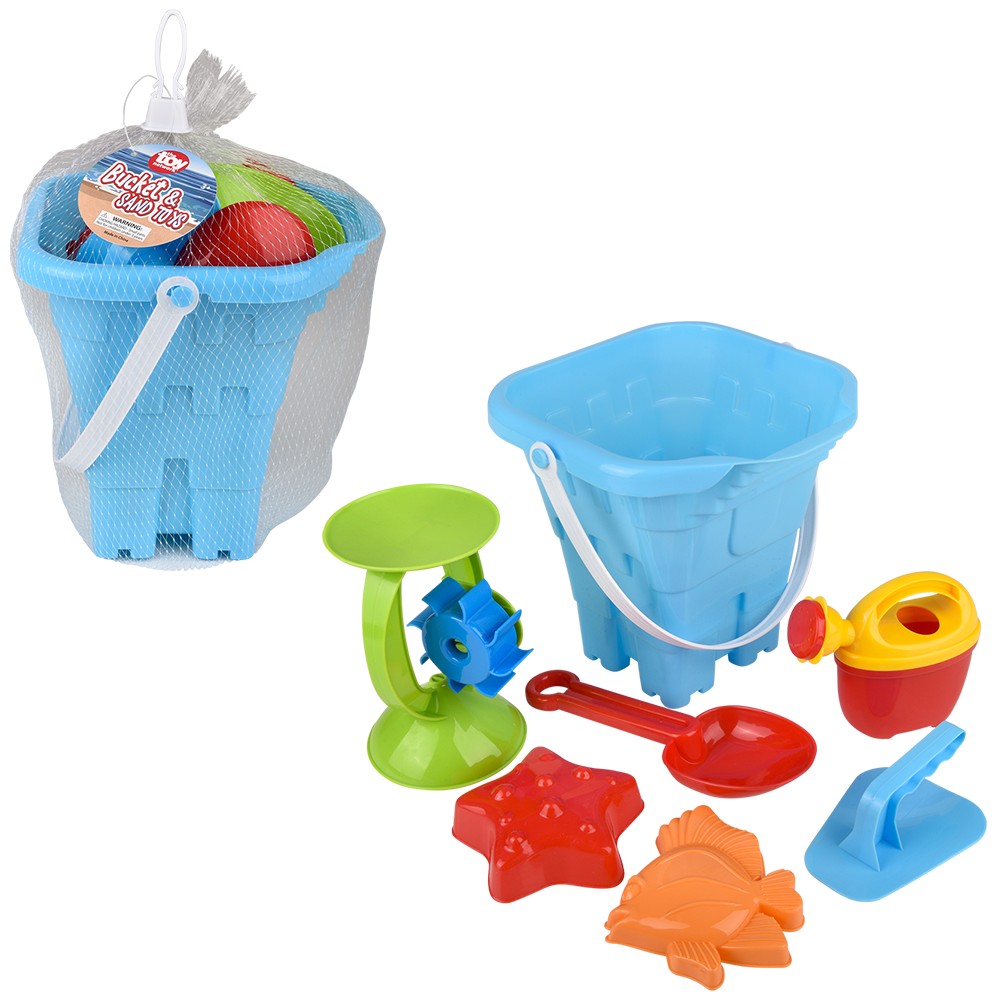 Sand Toys Bucket And 6Pc Set