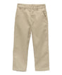 Boy's Uniform Twill Pants - Khaki Flat Front, Adjustable Waist, Zipper Closure (5-16)