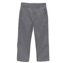 Boy's Uniform Twill Pants - Grey Flat Front, Adjustable Waist, Zipper Closure (Sizes 4-16)