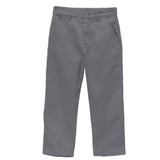 Boy's Uniform Twill Pants - Grey Flat Front, Adjustable Waist, Zipper Closure (Sizes 4-16)