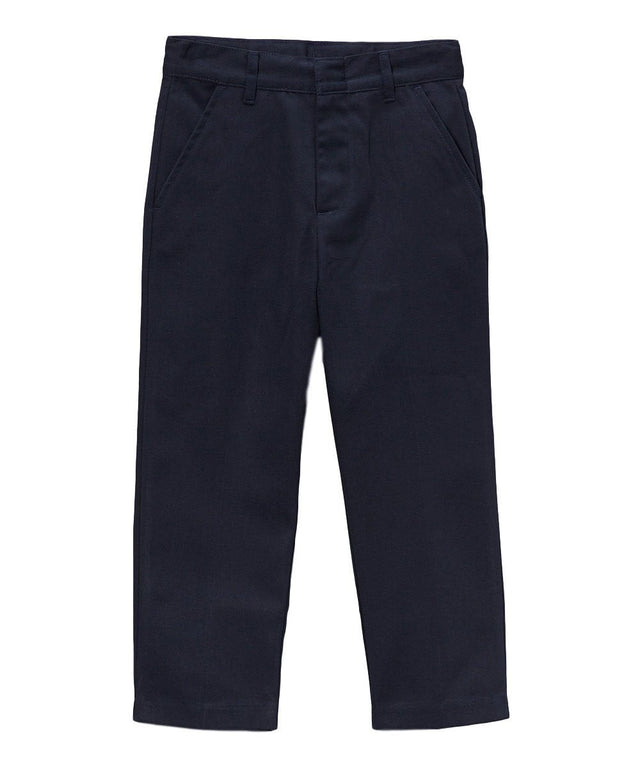 Boy's Navy Uniform Twill Pants - Navy, Flat Front, Adjustable Waist, 5-16 (1 Pair)