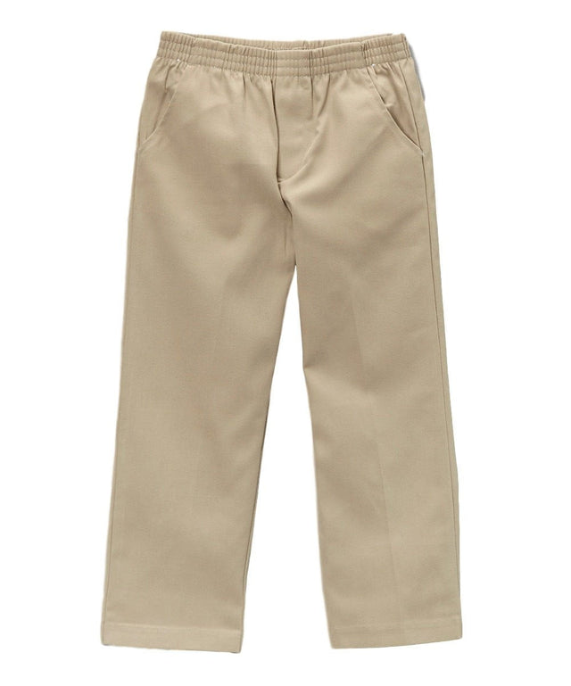 Boy's Khaki Uniform All Elastic Waist Pull-On Pants - Khaki, All Elastic Waist, Sizes 4-12 (1 Pair)
