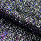 Beaded Sequin Stretch Mesh Fabric Irid Black