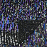 Beaded Sequin Stretch Mesh Fabric Irid Black