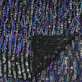 Gleam Beaded With Sequins Stretch Mesh Fabric - Irid Black, 53/54" Width, 440 GSM (1 Yard)