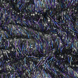 Beaded Sequin Stretch Mesh Fabric Irid Black