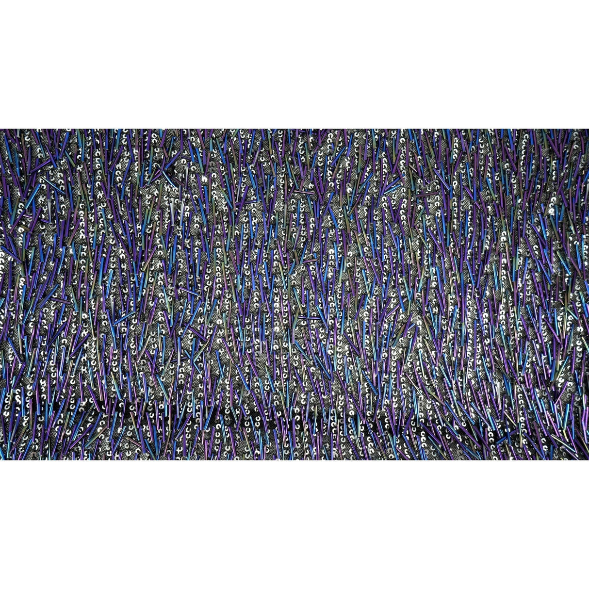 Gleam Beaded With Sequins Stretch Mesh Fabric - Irid Black, 53/54" Width, 440 GSM (1 Yard)