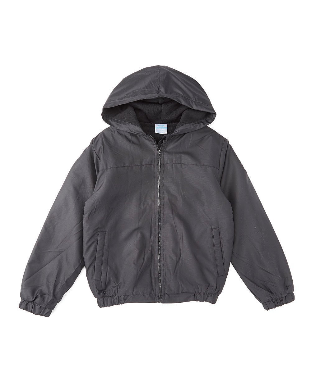 Boys Windbreaker Jacket - Fleece Lined Windbreaker Fabric, Khaki, White, Black, Navy, Hooded, Zipper Closure (1 Unit)