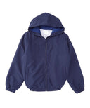 Boys Windbreaker Jacket - Fleece Lined Windbreaker Fabric, Khaki, White, Black, Navy, Hooded, Zipper Closure (1 Unit)