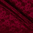 Burgundy Satin Jacquard Roses Fabric