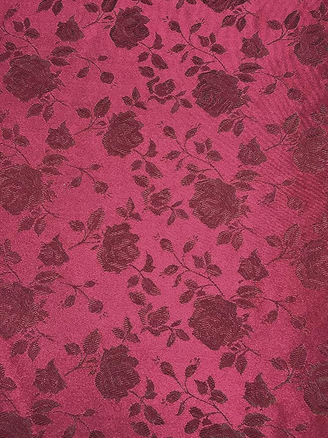 Rose Floral Jacquard Satin Fabric by the Yard 59/60″ Width
