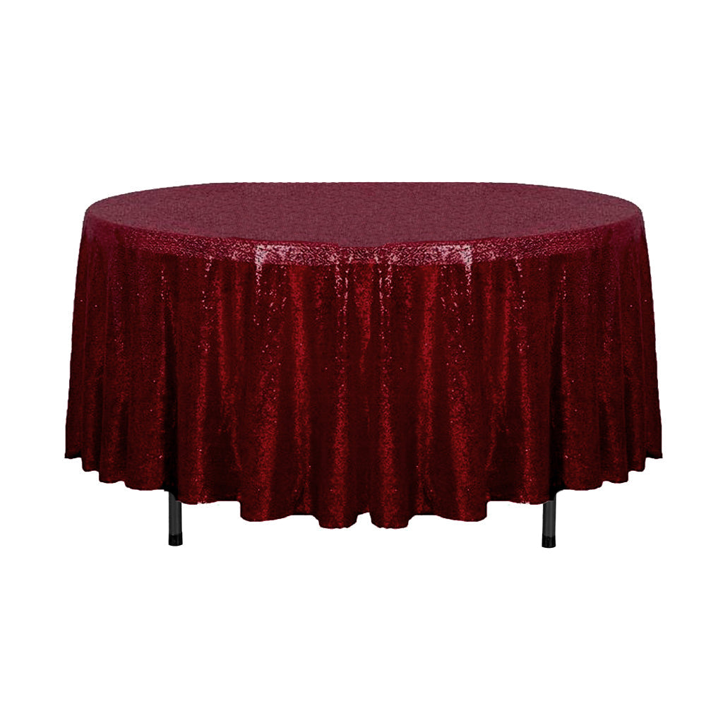 108″ Burgundy Glitz Sequin Round Tablecloth