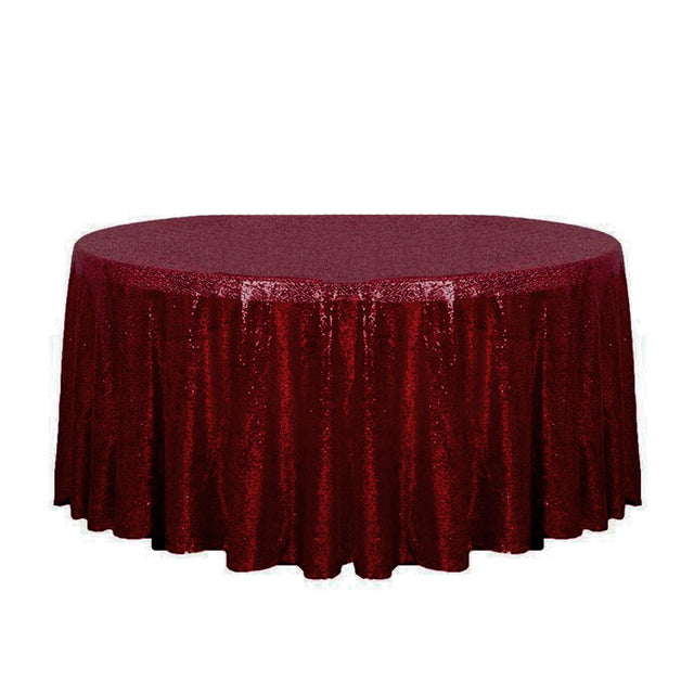 132″ Burgundy Glitz Sequin Round Tablecloth