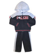 Boy's Soccer Two-Tone Fleece Set Fleece Fabric - Black, Grey, Navy (1 Set)