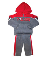 Boy's Soccer Two-Tone Fleece Set Fleece Fabric - Black, Grey, Navy (1 Set)