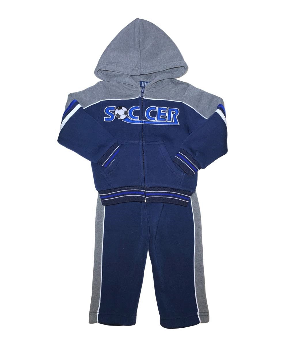 Boy's Soccer Two-Tone Fleece Set Fleece Fabric - Black, Grey, Navy (1 Set)