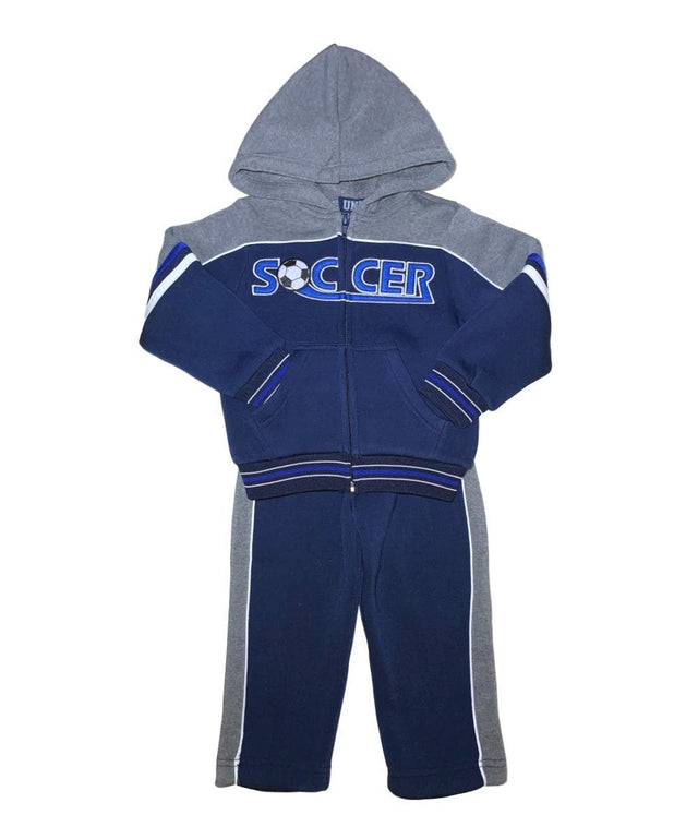 Boy's Soccer Two-Tone Fleece Set Fleece Fabric - Black, Grey, Navy (1 Set)