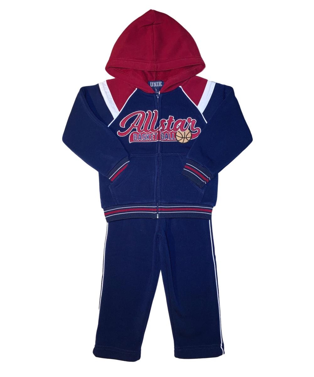 Boy's Basketball All-Star Warm Fleece Tracksuit - Navy, Black, Grey (1 Set)
