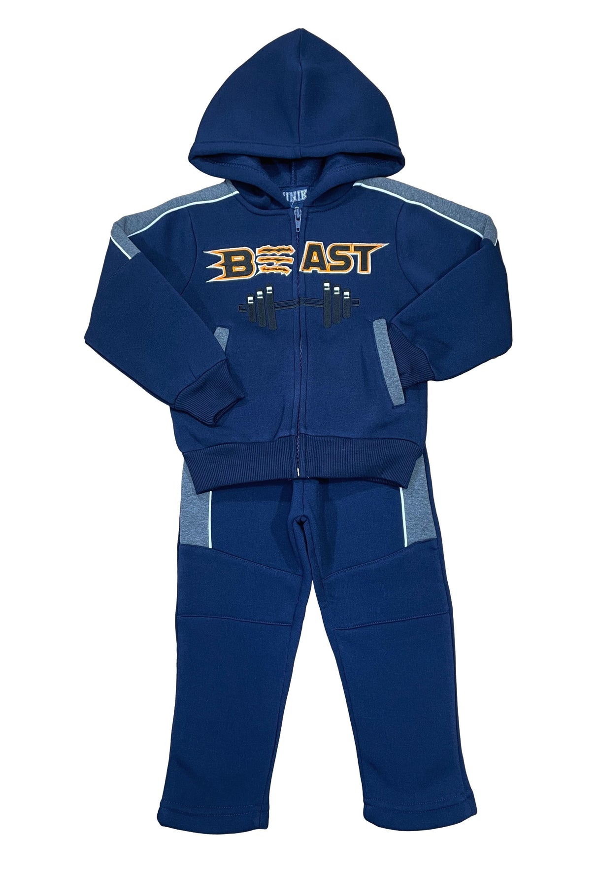 BW2167 Boy Beast Warm Fleece Tracksuit - Black, Charcoal, Navy (1 Set)