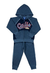 BW2231 Cali Star Boy Fleece Tracksuit - Fleece Fabric, D Grey, Navy, Royal Blue (1 Set)