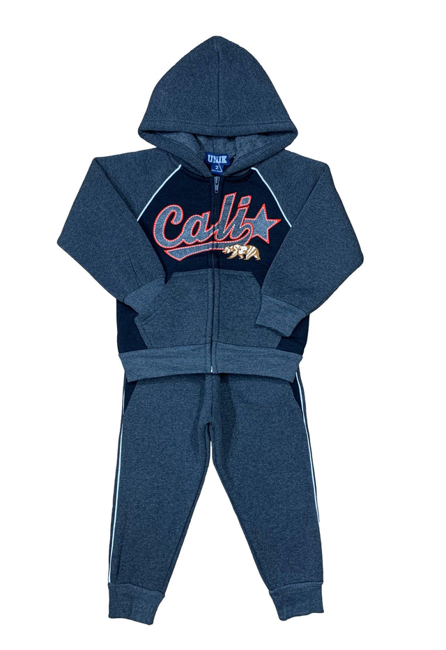 BW2231 Cali Star Boy Fleece Tracksuit - Fleece Fabric, D Grey, Navy, Royal Blue (1 Set)