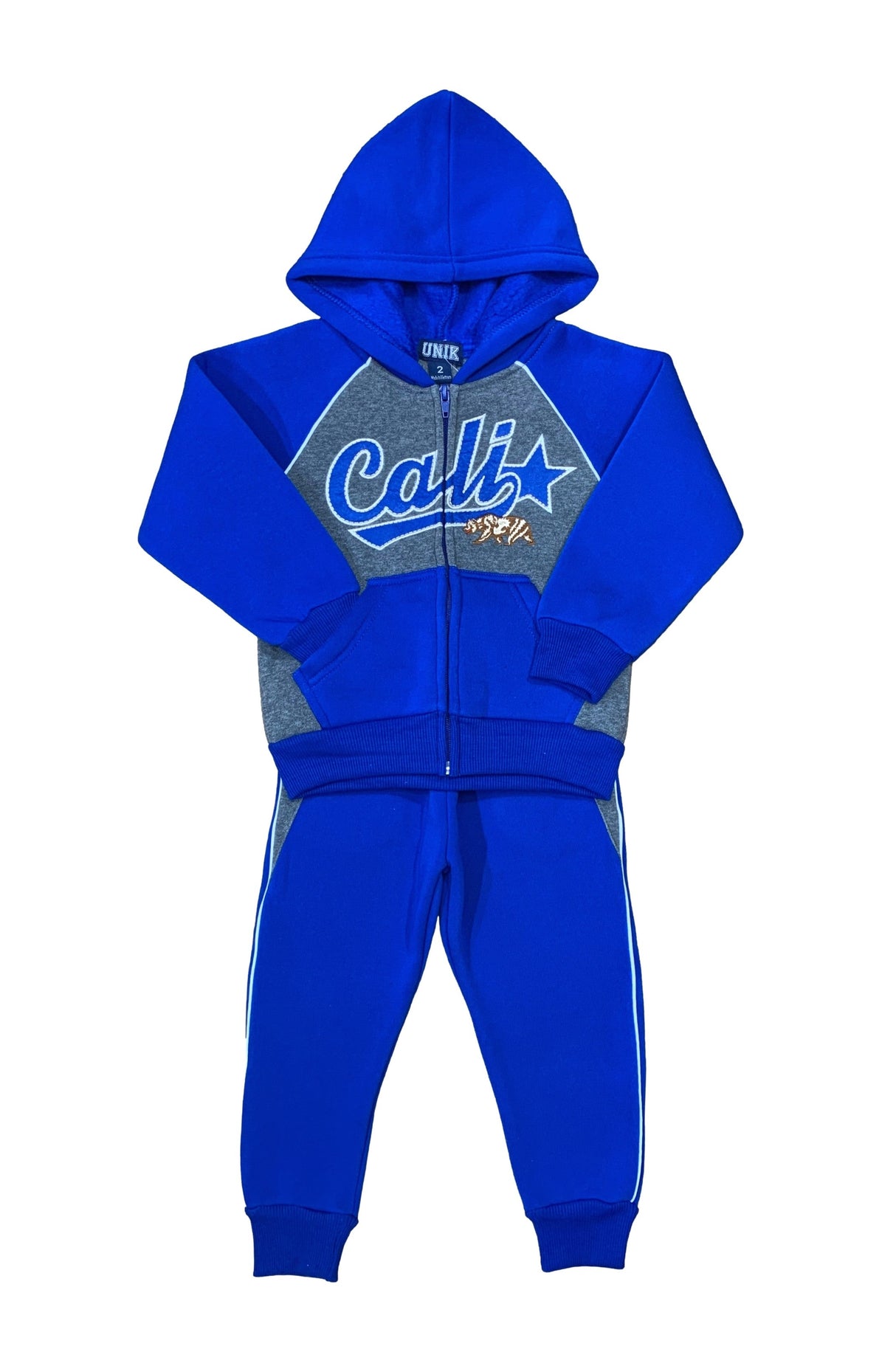 BW2231 Cali Star Boy Fleece Tracksuit - Fleece Fabric, D Grey, Navy, Royal Blue (1 Set)