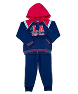 LA California Boy Fleece Set Fleece Fabric - Embroidered Palm Trees, Boy's Tracksuit (1 Set)