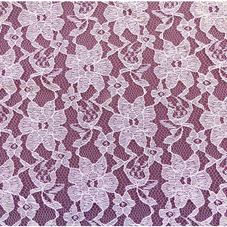 Baby Pink Raschel Lace Polyester Fabric - French Floral, 60" Width