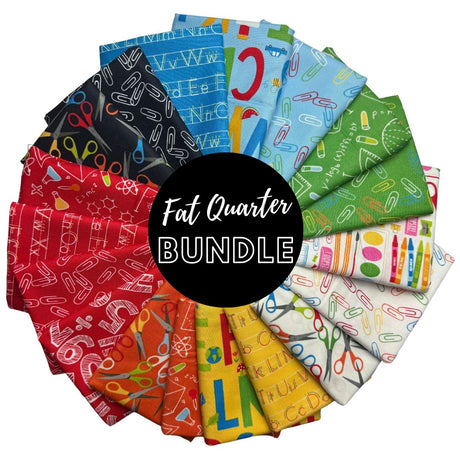 Cotton Fat Quarter Bundle Back to School Set of 18