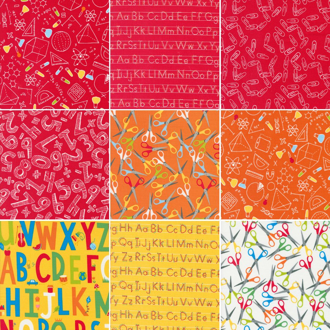 Cotton Fat Quarter Bundle Back to School Set of 18