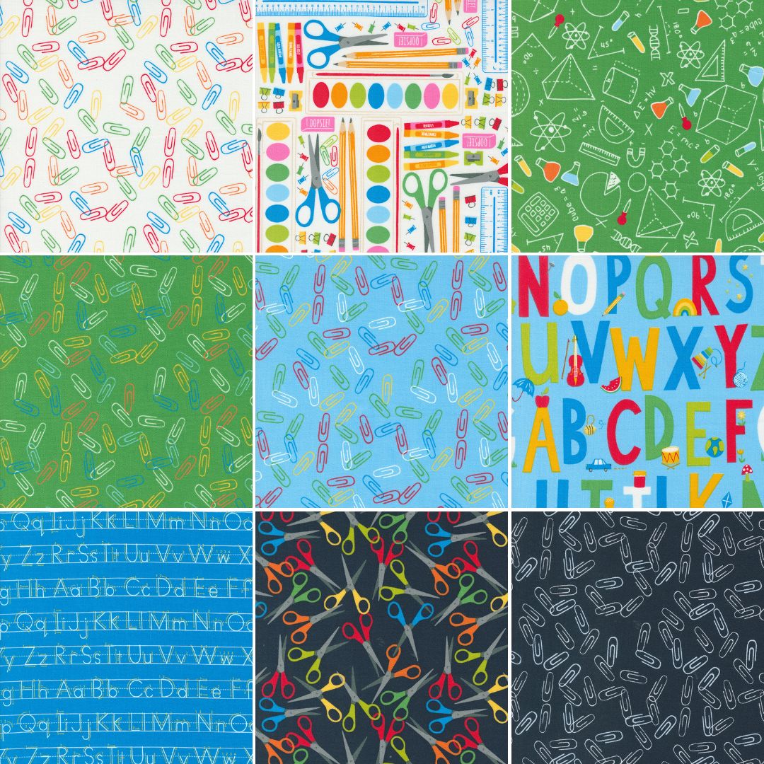 Cotton Fat Quarter Bundle Back to School Set of 18