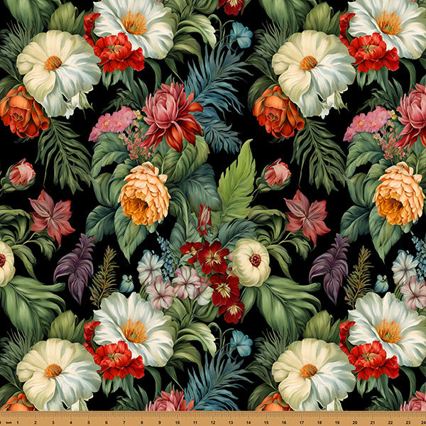 Cotton Print Tropical Island Bouquet Fabric
