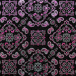 Bandana Foil Printed Nylon Spandex Fabric - Black/Turquoise Bandana Paisley Foil Pattern, 54/56" Width (1 Yard)