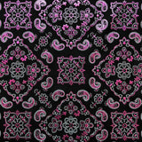Bandana Foil Printed Nylon Spandex Fabric - Black/Turquoise Bandana Paisley Foil Pattern, 54/56" Width (1 Yard)