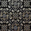 Bandana Foil Printed Nylon Spandex Fabric - Black/Turquoise, Bandana Paisley Foil Pattern, 54/56" Width (1 Yard)