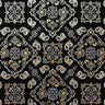 Bandana Foil Printed Nylon Spandex Fabric - Black/Turquoise, Bandana Paisley Foil Pattern, 54/56" Width (1 Yard)