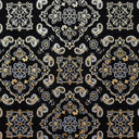 Bandana Foil Printed Nylon Spandex Fabric - Black/Turquoise Bandana Paisley Foil Pattern, 54/56" Width (1 Yard)