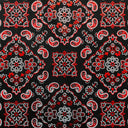 Bandana Foil Printed Nylon Spandex Fabric - Black/Turquoise, Bandana Paisley Foil Pattern, 54/56" Width (1 Yard)