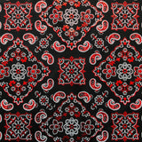 Bandana Foil Printed Nylon Spandex Fabric - Black/Turquoise Bandana Paisley Foil Pattern, 54/56" Width (1 Yard)