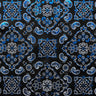 Bandana Foil Printed Nylon Spandex Fabric - Black/Turquoise, Bandana Paisley Foil Pattern, 54/56" Width (1 Yard)