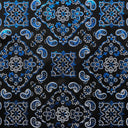 Bandana Foil Printed Nylon Spandex Fabric - Black/Turquoise Bandana Paisley Foil Pattern, 54/56" Width (1 Yard)