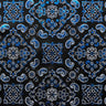 Bandana Foil Printed Nylon Spandex Fabric - Black/Turquoise Bandana Paisley Foil Pattern, 54/56" Width (1 Yard)