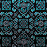 Bandana Foil Printed Nylon Spandex Fabric - Black/Turquoise, Bandana Paisley Foil Pattern, 54/56" Width (1 Yard)